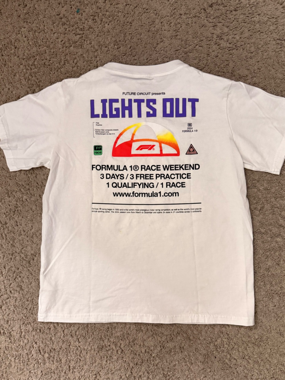 Formula 1 'Lights Out' White Short Sleeve Tee